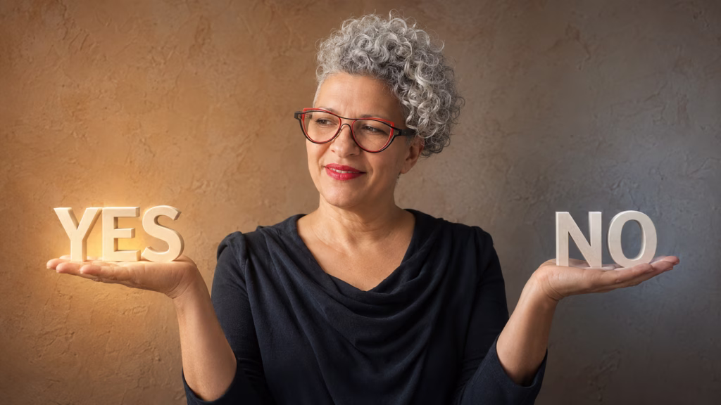 Lisa Keplinger weighing YES and No